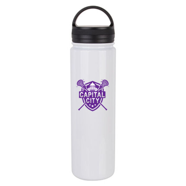 23oz Stainless Steel Flask Bottle w/Portable Lid - Sublimated Logo Thumbnail